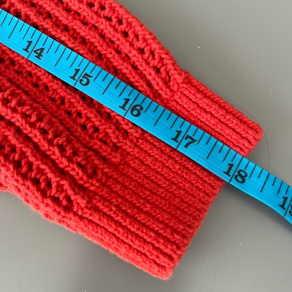 ❤️2/$30❤️M]Old Navy Long Sleeve Cropped Crochet Red Open Knit Sweater 100 Cotton - Picture 11 of 11